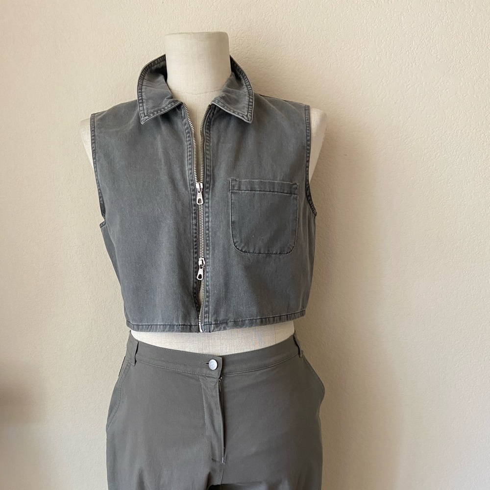 GIORGIO ARNANI CROPED JEAN 2 WAY ZIP TOP